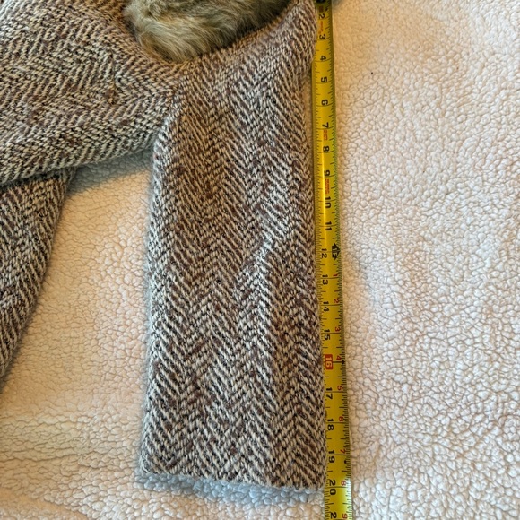 Tabitha Herringbone Swing Coat with Faux Fur Collar, Size 2 - Picture 6 of 8